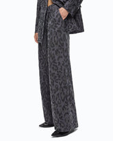 Wide-Leg-Hose mit Leopardenmuster und Micro-Strass - | Pinko