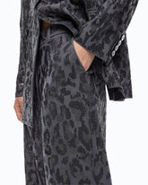 Wide-Leg-Hose mit Leopardenmuster und Micro-Strass - | Pinko