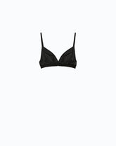 Mesh-effect bra with rhinestones - Black | Pinko
