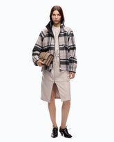 Pea coat with zip and check pattern - Multicolor Grey-Brown | Pinko