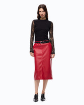 Ribbed sweater with lace sleeves - | Pinko