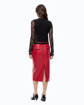 Ribbed sweater with lace sleeves - | Pinko