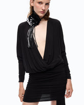 Mini dress with gathering and ribbon - | Pinko
