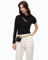 Bodysuit with asymmetric sleeves - | Pinko