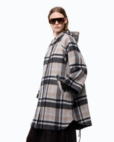Check wool-blend cape - | Pinko