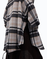 Check wool-blend cape - | Pinko