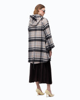 Check wool-blend cape - | Pinko