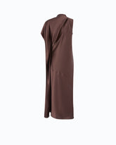 Long, one-shoulder satin dress - Brown | Pinko