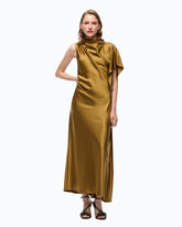 Long, one-shoulder satin dress - | Pinko