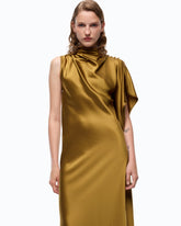 Long, one-shoulder satin dress - | Pinko