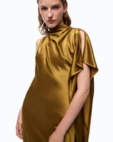 Long, one-shoulder satin dress - | Pinko