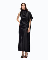 Long, one-shoulder satin dress - | Pinko
