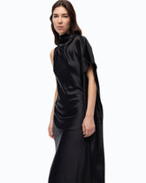 Long, one-shoulder satin dress - | Pinko