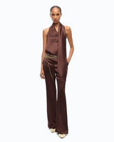 Long satin jumpsuit with sash - | Pinko