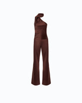 Long satin jumpsuit with sash - | Pinko