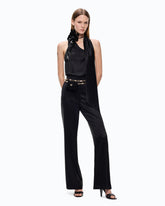 Long satin jumpsuit with sash - Black | Pinko