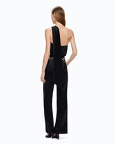 Long satin jumpsuit with sash - Black | Pinko