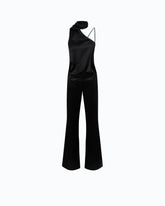 Long satin jumpsuit with sash - Black | Pinko