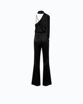 Long satin jumpsuit with sash - Black | Pinko