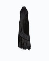 Asymmetric satin midi dress with lace - | Pinko
