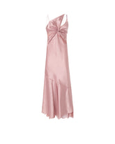 Long satin dress with draping and lace - | Pinko