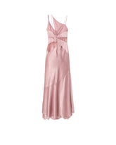Long satin dress with draping and lace - | Pinko