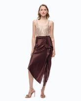 Asymmetric midi skirt in satin - | Pinko