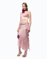 Asymmetric midi skirt in satin - | Pinko