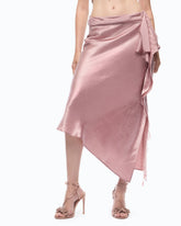 Asymmetric midi skirt in satin - | Pinko