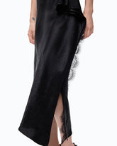 Asymmetric midi skirt in satin - Black | Pinko