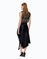 Asymmetric midi skirt in satin - Black | Pinko