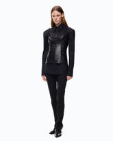 Leather-effect bustier top with decorative beads - | Pinko