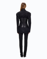 Leather-effect bustier top with decorative beads - | Pinko