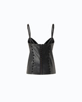 Leather-effect bustier top with decorative beads - | Pinko