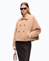 Zweireihiger Caban aus gedoppeltem Tuch in Wollmix - Beige | Pinko