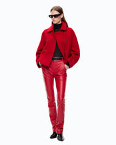 Double-breasted pea coat in double-layered wool-blend cloth - | Pinko