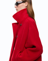Double-breasted pea coat in double-layered wool-blend cloth - | Pinko