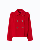 Double-breasted pea coat in double-layered wool-blend cloth - | Pinko