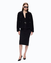 Double-breasted pea coat in double-layered wool-blend cloth - | Pinko