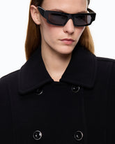 Double-breasted pea coat in double-layered wool-blend cloth - | Pinko