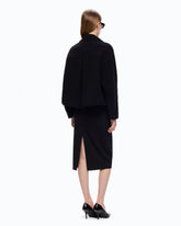 Double-breasted pea coat in double-layered wool-blend cloth - | Pinko