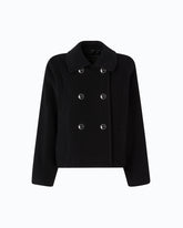 Double-breasted pea coat in double-layered wool-blend cloth - | Pinko