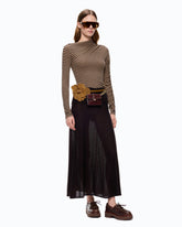 Striped wool-blend mock-turtleneck sweater - Multicolor Beige-Brown | Pinko