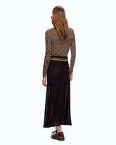 Striped wool-blend mock-turtleneck sweater - Multicolor Beige-Brown | Pinko