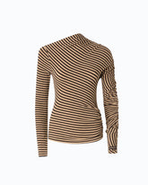 Striped wool-blend mock-turtleneck sweater - Multicolor Beige-Brown | Pinko