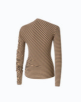 Striped wool-blend mock-turtleneck sweater - Multicolor Beige-Brown | Pinko