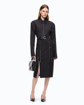 Slim-fit midi skirt with two slits - Black | Pinko