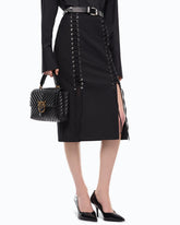 Slim-fit midi skirt with two slits - Black | Pinko
