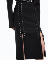 Slim-fit midi skirt with two slits - Black | Pinko