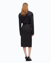 Slim-fit midi skirt with two slits - Black | Pinko